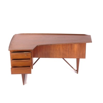 Boomerang Desk in Teak and Brass by Peter Løvig Nielsen-EMG-1420974