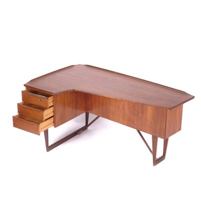 Boomerang Desk in Teak and Brass by Peter Løvig Nielsen-EMG-1420974