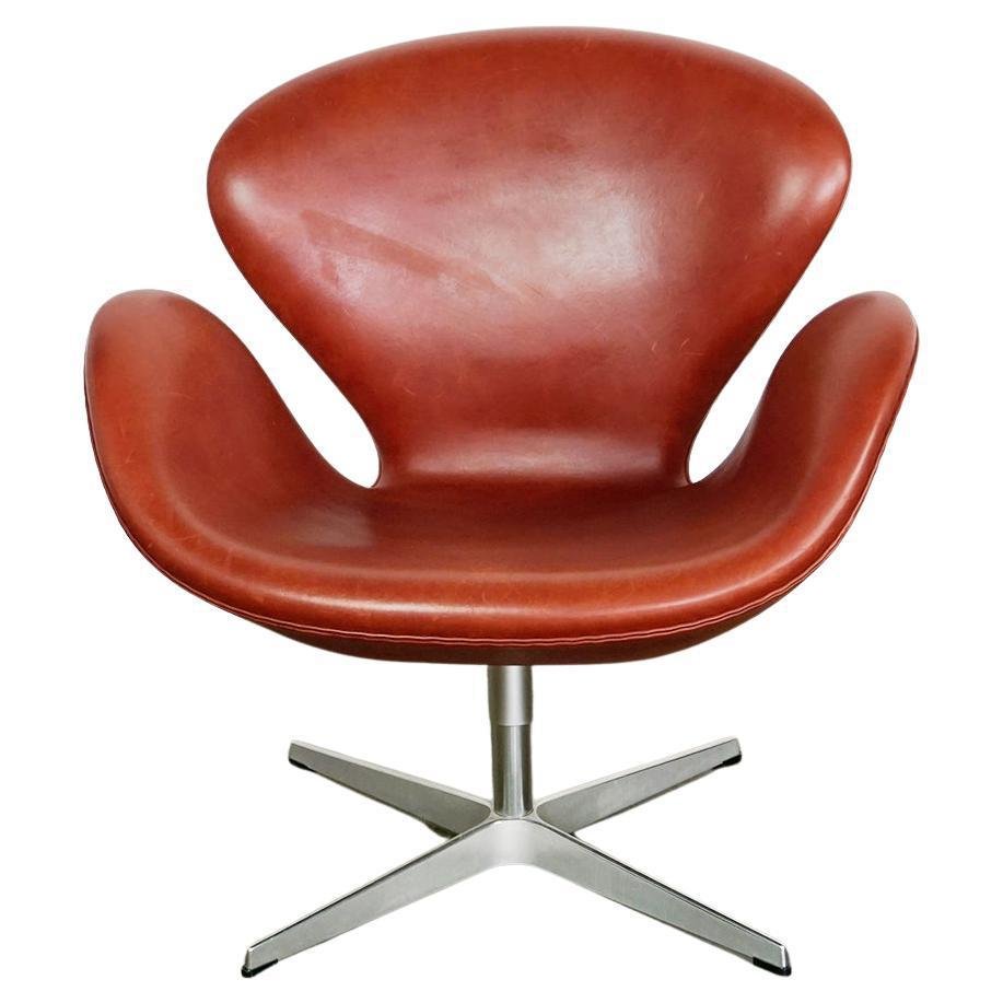 Bordeaux Leather Swan Chair attributed to Arne Jacobsen for Fritz Hansen Denmark, 2012