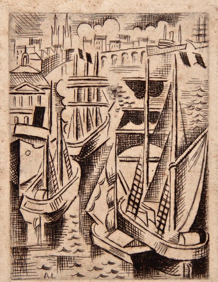 Bordeaux, The Harbor - Original Etching by André Lhote 1926