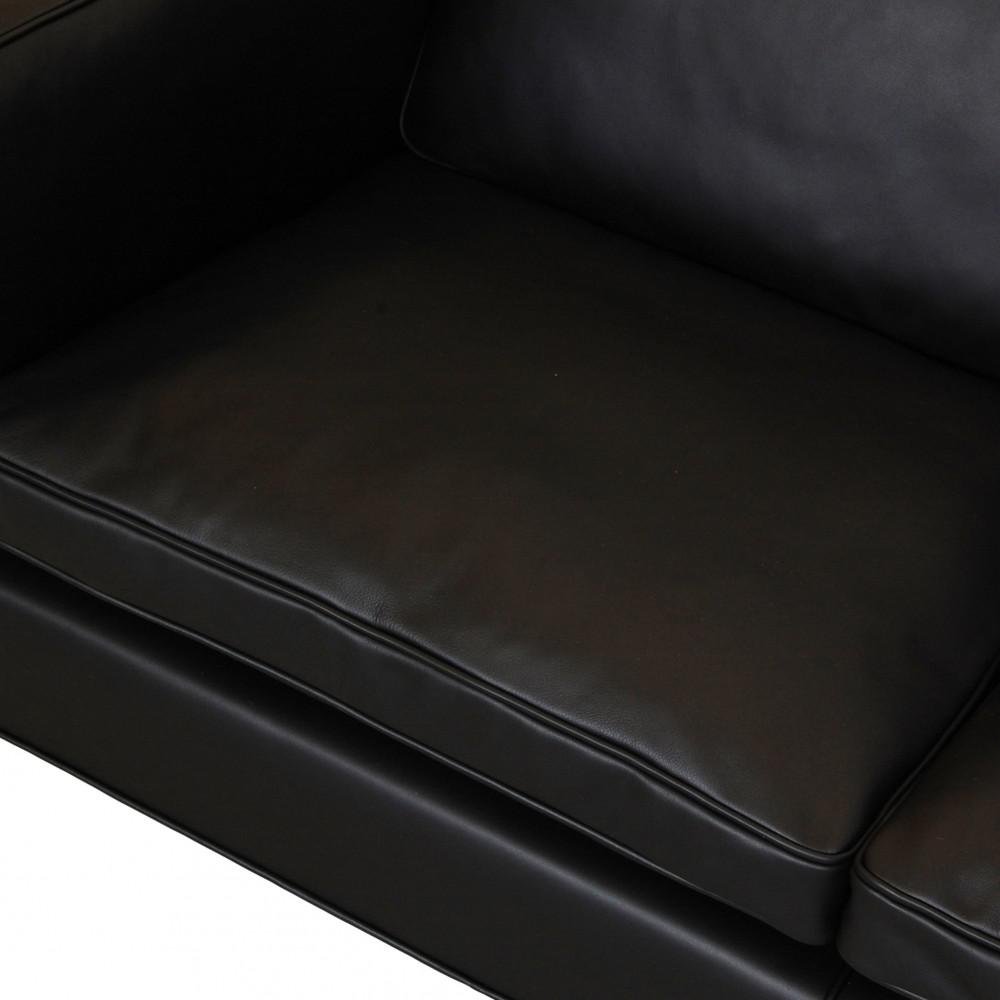 Børge Mogensen 2213 3.seater Sofa in Black Nevada Aniline Leather by Børge Mogensen for Fredericia