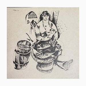 Boris Kellmann, Woman with Baby at the Market, Original Lithograph, 1922-ZCI-812037