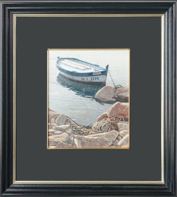 Bosch, Studies of Fishing Boats, Oil Paintings, Framed, Set of 2-AOI-1704287