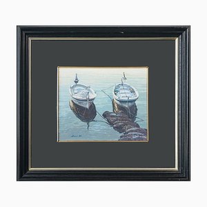 Bosch, Studies of Fishing Boats, Oil Paintings, Framed, Set of 2-AOI-1704287