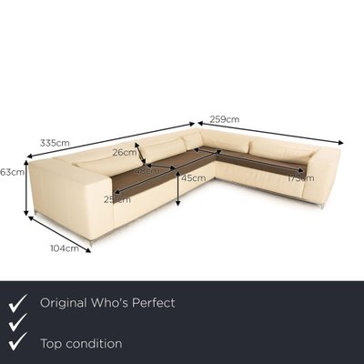 Boston Corner Sofa in Cream Leather from Who's Perfect-RQW-1822304