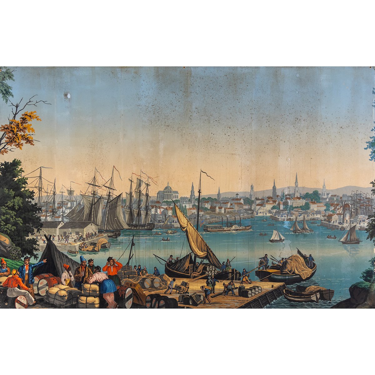 Boston Harbor from Views of North America from Zuber Et Cie, France