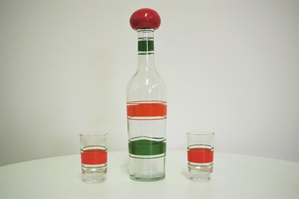 Bottle and Glasses for Liquor, 1960s, Set of 6-KNM-936091