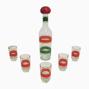 Bottle and Glasses for Liquor, 1960s, Set of 6-KNM-936091