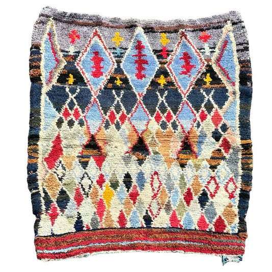 Boucherouite Moroccan Berber Cotton Rug, 1980s