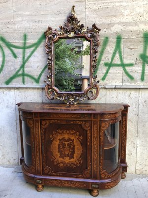 Boulle with Baroque Mirror, 1900s, Set of 2-OLY-1034884