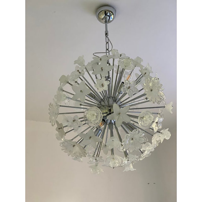 Bouquet Flowers Murano Glass Sputnik Chandelier by Simoeng