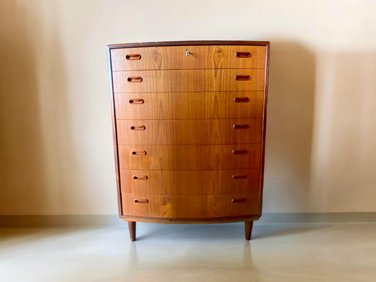 Bow Front Teak Chest of Drawers by Poul M. Jessen, 1960