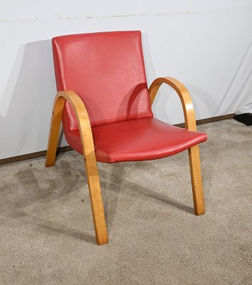 Bow Wood Armchair attributed to Hugues Steiner, 1950s-RVK-1762889