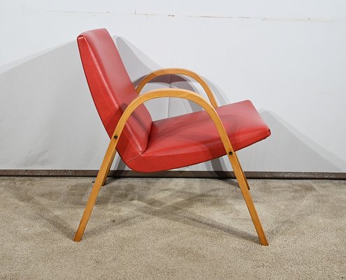 Bow Wood Armchair attributed to Hugues Steiner, 1950s-RVK-1762889