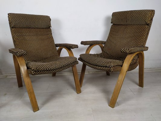 Bow Wood Armchairs from Baumann, 1970s, Set of 2-EAD-1716649