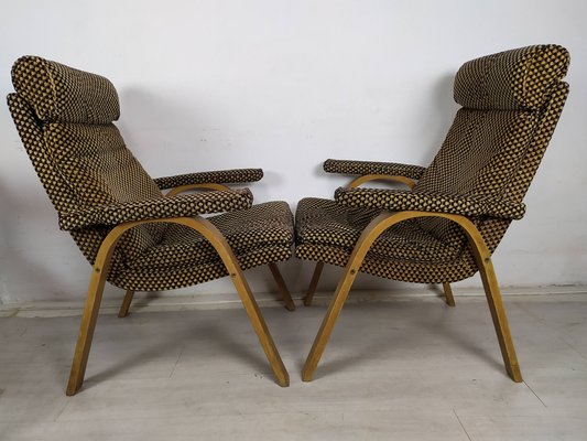 Bow Wood Armchairs from Baumann, 1970s, Set of 2-EAD-1716649