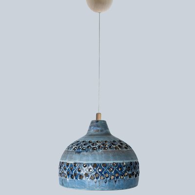 Bowl Blue Ceramic Pendant Light, Denmark, 1970-VDW-1756156