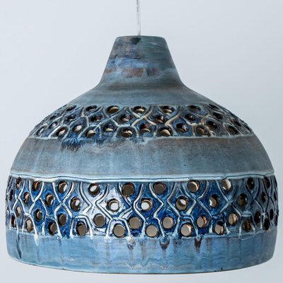 Bowl Blue Ceramic Pendant Light, Denmark, 1970-VDW-1756156