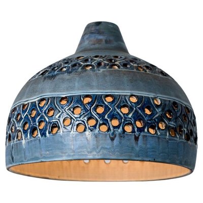 Bowl Blue Ceramic Pendant Light, Denmark, 1970-VDW-1756156