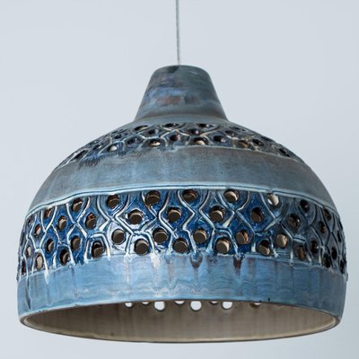 Bowl Blue Ceramic Pendant Light, Denmark, 1970-VDW-1756156