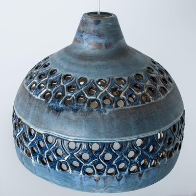 Bowl Blue Ceramic Pendant Light, Denmark, 1970-VDW-1756156