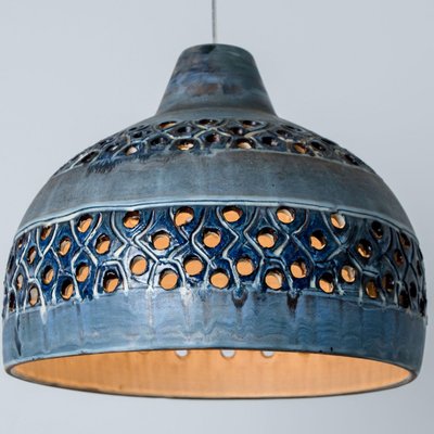 Bowl Blue Ceramic Pendant Light, Denmark, 1970-VDW-1756156