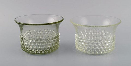 Bowls in Art Glass with Budded Design by Saara Hopea for Nuutajärvi, 1960s, Set of 2