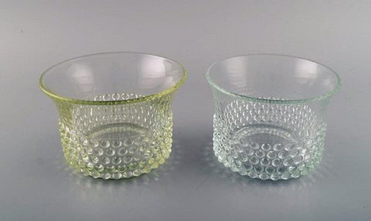 Bowls in Art Glass with Budded Design by Saara Hopea for Nuutajärvi, 1960s, Set of 2