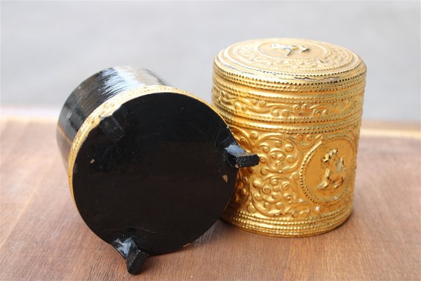 Box in Black Chinese Lacquer and 24 KT Gold, 1930s-EH-1702313