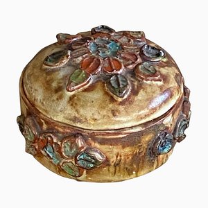 Box in Ceramic with Floral Decoration Pattern-UR-965175