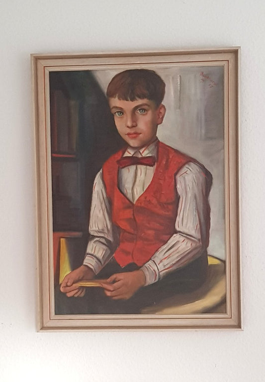 Boy with Bow Tie Oil Painting, 1957