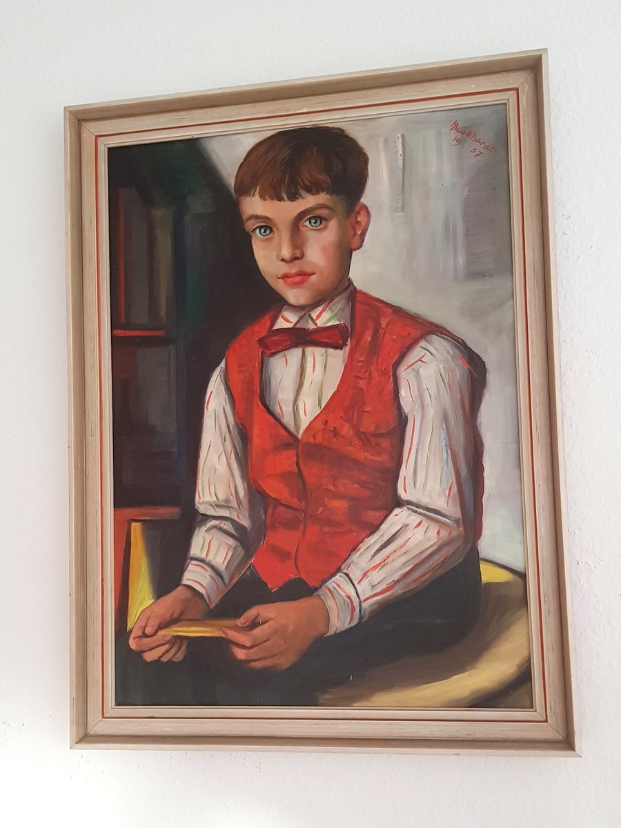 Boy with Bow Tie Oil Painting, 1957