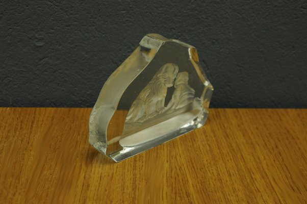 Boy with Dog Bookend in Glass by Paul Isling for Nybro Glasbruk-KDW-1306208