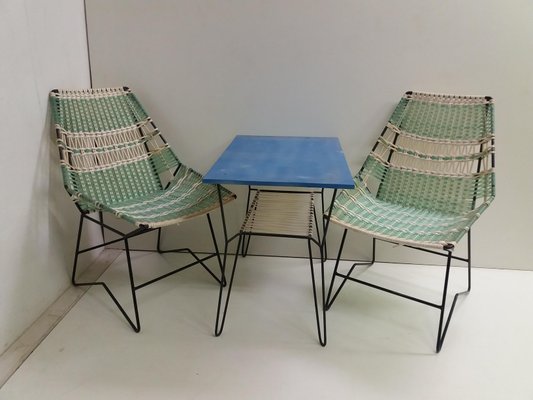 Braided Armchairs & Vertex Table, Czechoslovakia, 1960, Set of 3-TZ-1134360