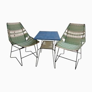 Braided Armchairs & Vertex Table, Czechoslovakia, 1960, Set of 3-TZ-1134360