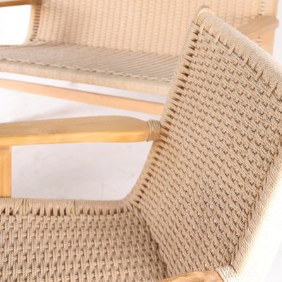 Braided Rope and Wood Sofa and Lounge Chairs, Set of 3-DSC-1780135