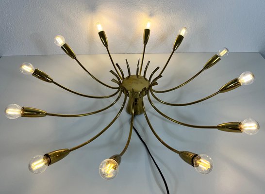 Brass 12-Arm Sputnik Chandelier Attributed to Arredoluce, 1950s-PUK-1317201