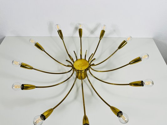 Brass 12-Arm Sputnik Chandelier Attributed to Arredoluce, 1950s-PUK-1317201