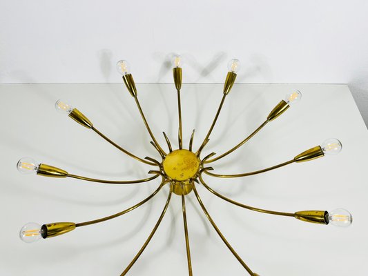 Brass 12-Arm Sputnik Chandelier Attributed to Arredoluce, 1950s-PUK-1317201