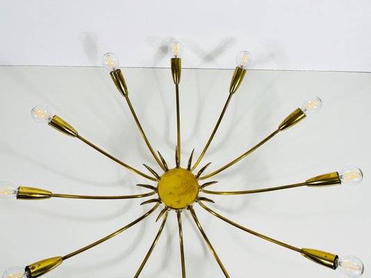 Brass 12-Arm Sputnik Chandelier Attributed to Arredoluce, 1950s-PUK-1317201