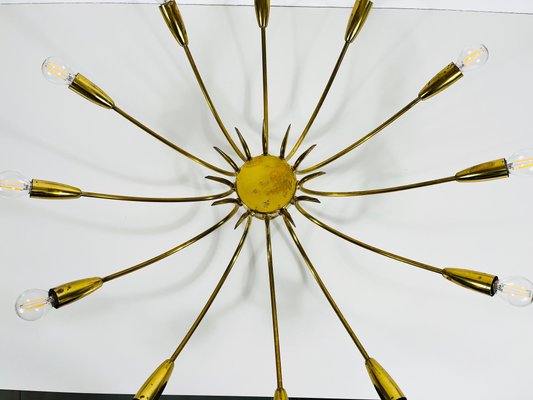 Brass 12-Arm Sputnik Chandelier Attributed to Arredoluce, 1950s-PUK-1317201