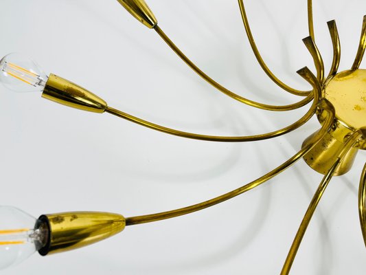 Brass 12-Arm Sputnik Chandelier Attributed to Arredoluce, 1950s-PUK-1317201