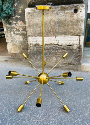 Brass 12-Light Sputnik Lamp, 1970s-NUO-1001677