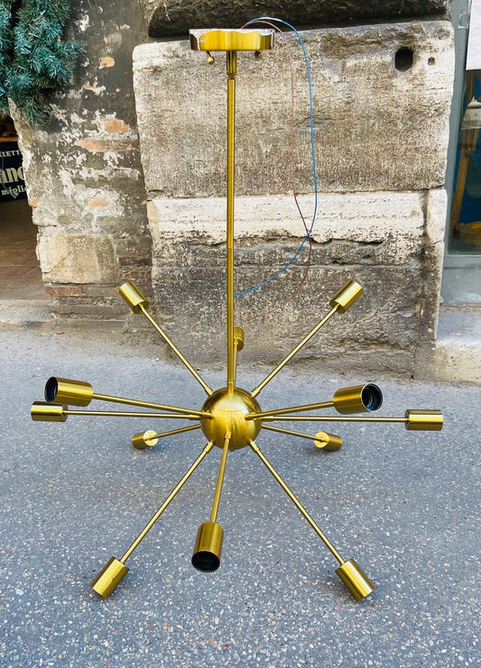 Brass 12-Light Sputnik Lamp, 1970s