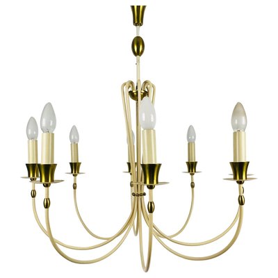 Brass 8-Arm Sputnik Chandelier from Vereinigte Werkstätte, 1960s-PUK-889448