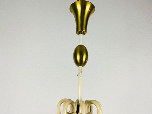 Brass 8-Arm Sputnik Chandelier from Vereinigte Werkstätte, 1960s-PUK-889448