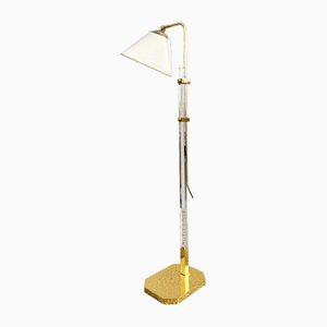 Brass & Acrylic Glass Adjustable Floor Lamp, 1970s-WZZ-1761763