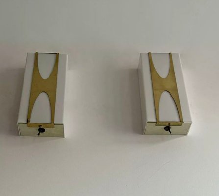 Brass & Acrylic Glass Wall Lights by Loewy for Hilton, France, 1965, Set of 2-KAI-2035450