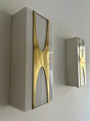 Brass & Acrylic Glass Wall Lights by Loewy for Hilton, France, 1965, Set of 2-KAI-2035450