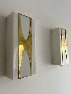 Brass & Acrylic Glass Wall Lights by Loewy for Hilton, France, 1965, Set of 2-KAI-2035450